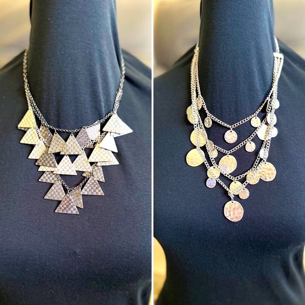 Bundle (2) Bib Style Metal Necklaces